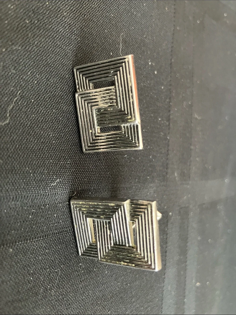 Swank Silver Geometric Rectangle Cufflink Set